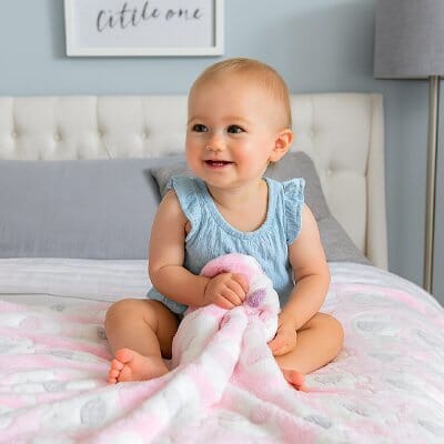 couverture-bébé-fille-assise-sur-lit