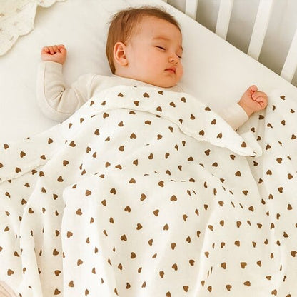 couverture -bébé -mousseline- cœur