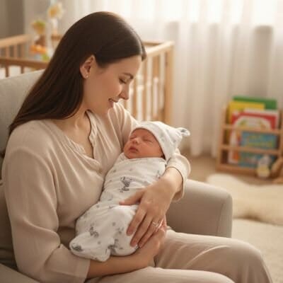 couverture-emmaillotage-blanc-et-bébé
