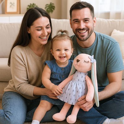 peluche-bleu-maman-papa-bébé