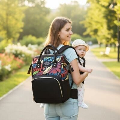 sac-a-langer-bébé-maman-dans-parc
