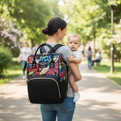 sac-a-langer-bébé-maman-marchant