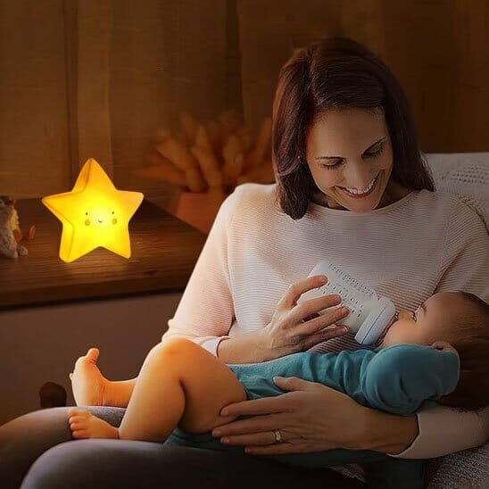 Veilleuse-bébé-biberon-maman